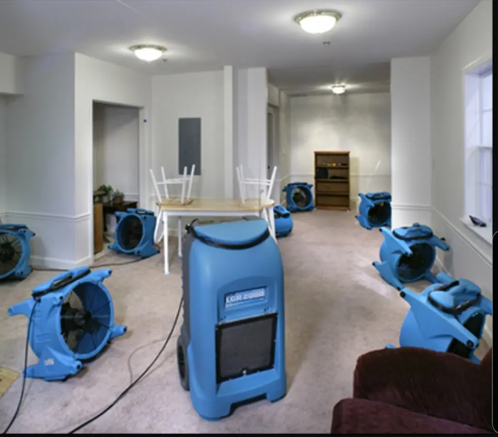 Air movers and dehumidifier setup for Water Extraction & Removal in Readington